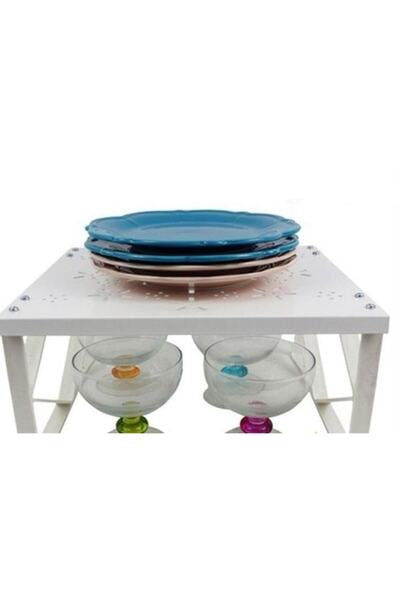 abnturk Pratik Montajlı Dolap Içi Raf Sistemi Tezgah Üstü 2 Katlı Metal Raf D...