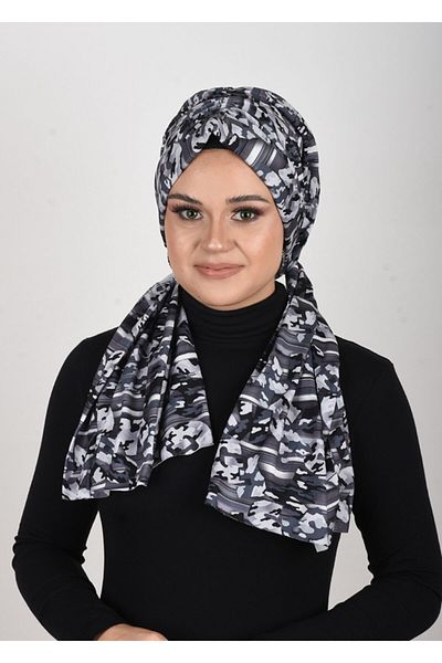 OykumBone Camouflage Patterned Sandy Fabric Lycra Ready Shawl-scarf-bone