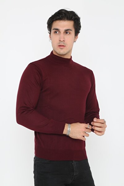 KMKkombin Men's Special Wool Half Fisherman Solid Color Half Turtleneck Sweater