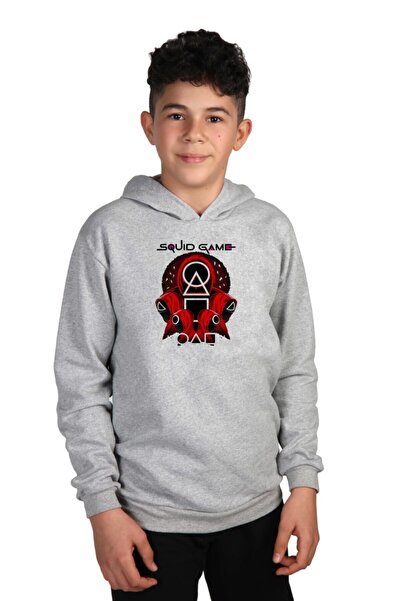 Raf Coll Dječja siva melanž majica Sa kapuljačom Squid Game Digitalna štampa ...