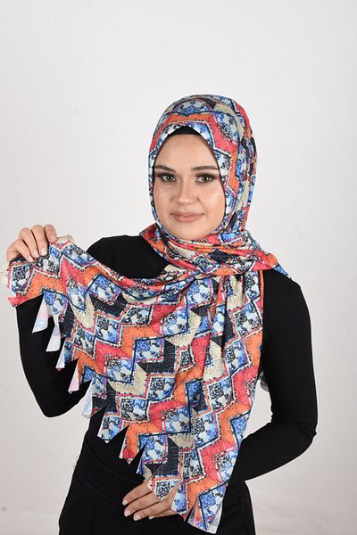 OykumBone Şal-eşarfă Plsli Lycra Ready cu modele în mişcare în culori albastru-roz