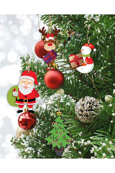 quppa Christmas Tree Decor 4-Piece MDF Set