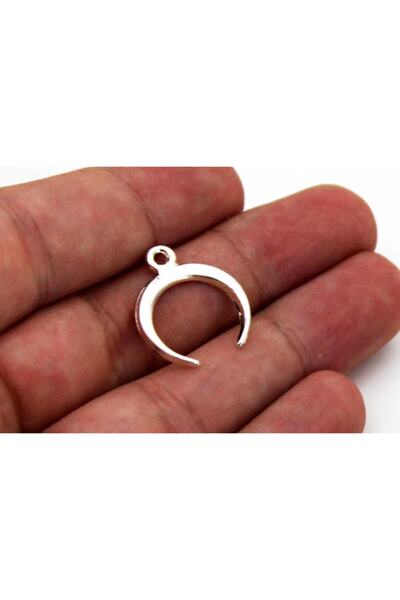 yfhobi 6 Adet - 18x21 Mm Ay Desenli, Metal Uç, Takı Malzemesi, Boyalı Gümüş K...