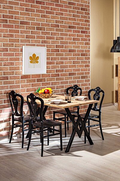 MOBETTO Home Wega Ceviz / Carisma Masa Takımı-siyah