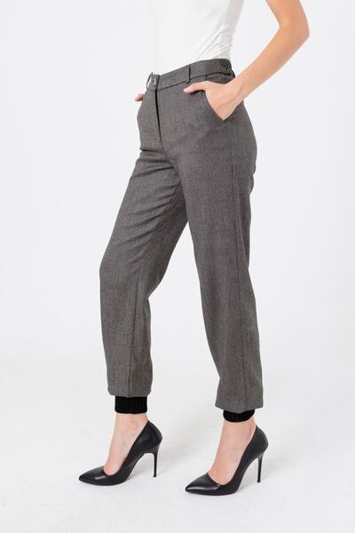 Lafaba Women's Black Knitwear Detailed Trousers