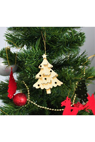 Mini Tasarım Atölyem زخرفة شجرة عيد الميلاد شجرة الصنوبر الخشبية