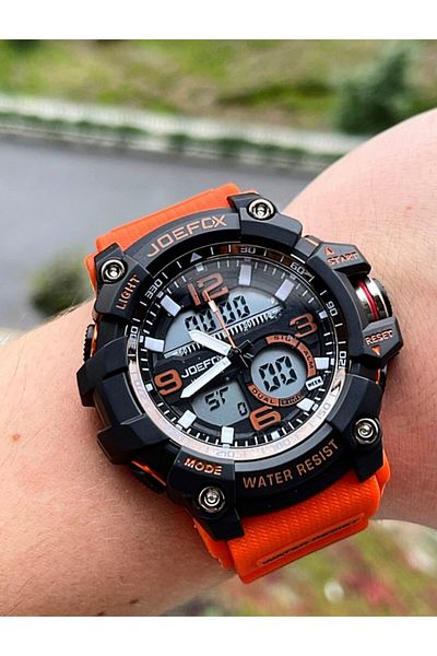 Joefox Both Analog and Digital Orange Color Sports Waterproof Watch