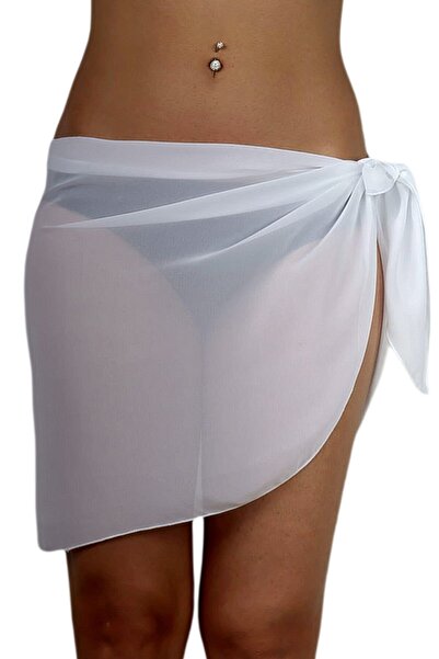 Pembe Deniz Short Tied White Skirt Pareo