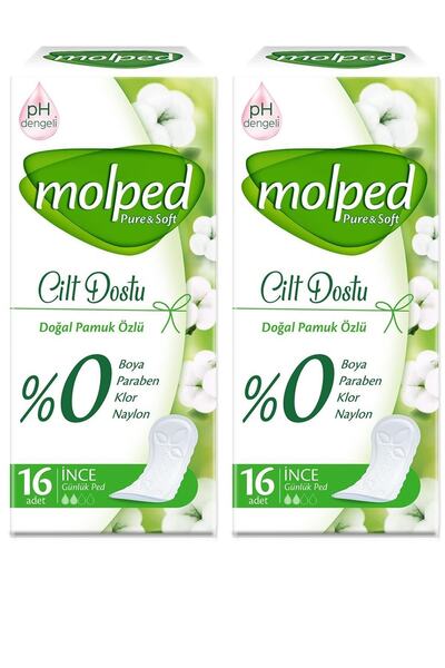 Molped فوط يومية نقية وناعمة 2 قطعة × 16 قطعة رفيعة