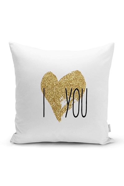 Realhomes I Love You Love Themed Digital Printed Modern Husă de pernă