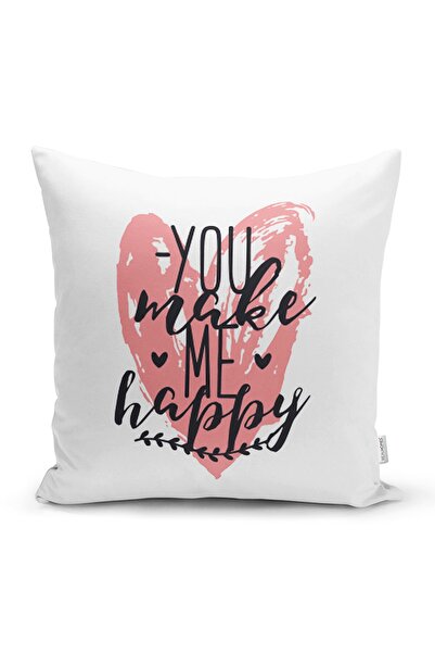 Realhomes Față de pernă decorativă cu imprimare digitală You Make Me Happy Heart