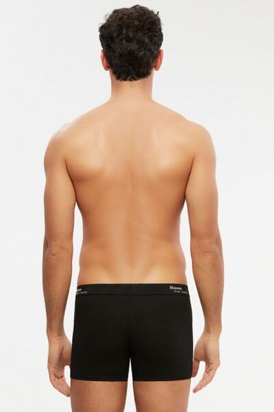 Kom Erkek Siyah Tight Likralı Modal Pamuklu Boxer Şort 2'li