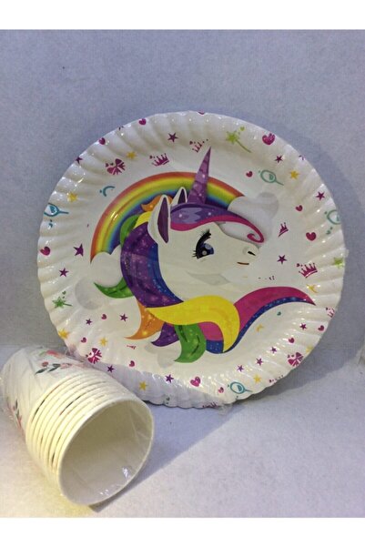 Genel Markalar Unıcorn Kağıt Tabak Bardak Set 8 Adet