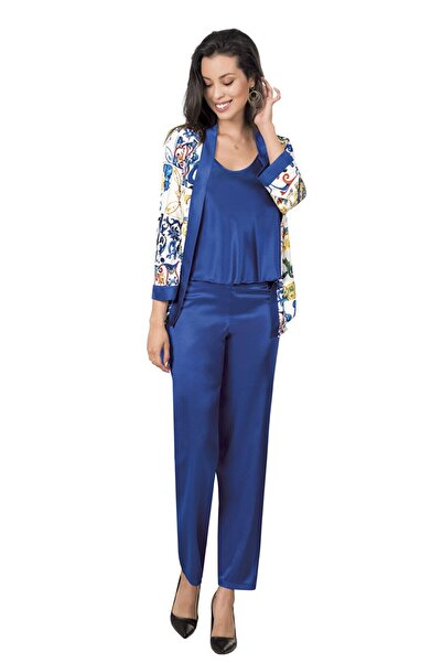 MOONGIRL Kadın Saten Üçlü Pijama Takım