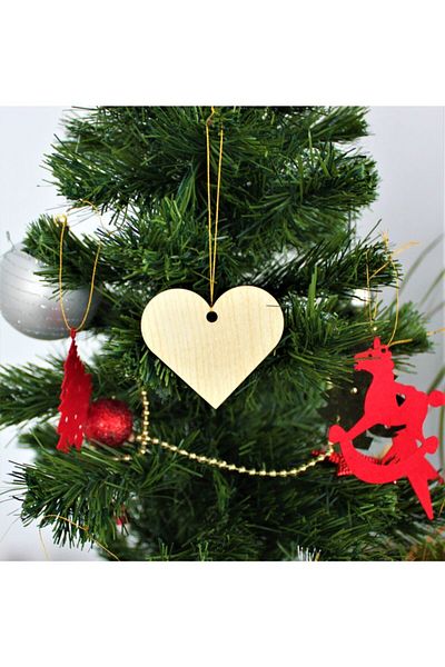 Mini Tasarım Atölyem Wooden Heart Christmas Tree Ornament