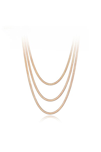 AstoriaSilver Kadın Bohemıa 3'lü Yılan Desenli Yassı Chocker Titanyum Zincir