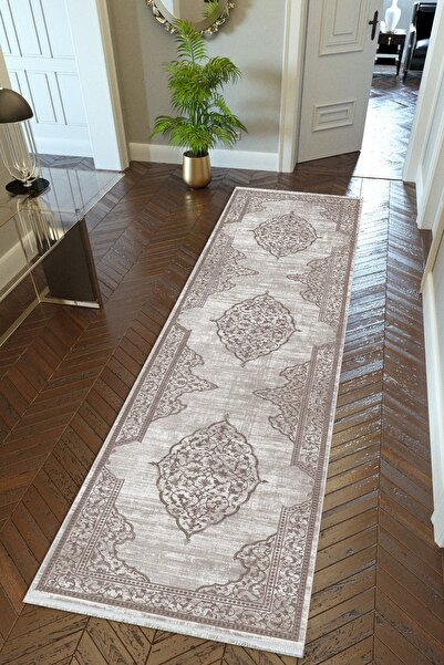 10 Post Online Brown Non-Slip Base - Washable Thin Digital Printed Runner Carpet