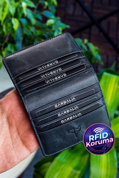 Garbalia Canvas Vintage Leather Rfid Blocker Black Card Holder Wallet