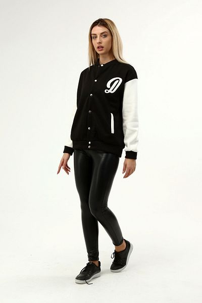CNG MODA Ribbed College Sweat Coat with Snap Fasteners