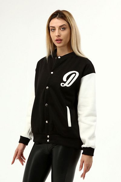CNG MODA Ribbed College Sweat Coat with Snap Fasteners