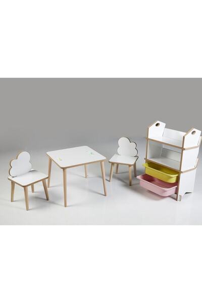 Asrimo mobilya Çocuk Aktivite Masa Sandalye Kitaplık Takımı