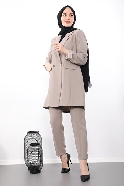 Giza Giyim Σετ μπλέιζερ με παλτό βιζόν