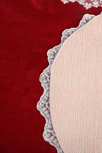 Bonny Home Σετ χαλάκι μπάνιου Venus Claret Red 2 τεμαχίων με δαντέλα Σετ καθίσματος τουαλέτας Dowry
