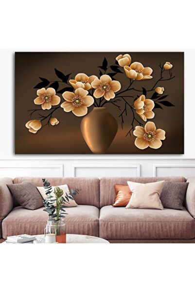 Sebenta Extra Dev Boyut Vazoda Tasarım Çiçek Kanvas Tablo (100cm X 150cm)