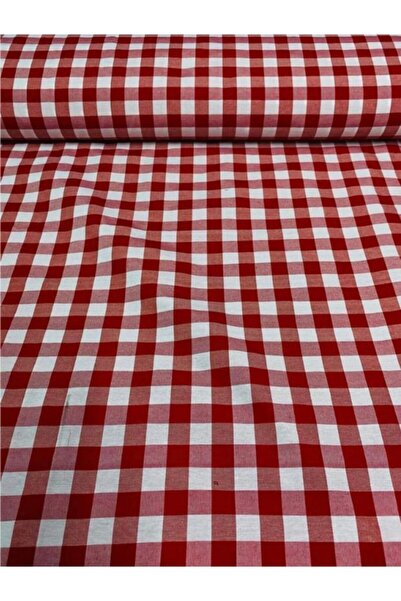 Pötikare Zefir Fabric Red Large Checked Pattern
