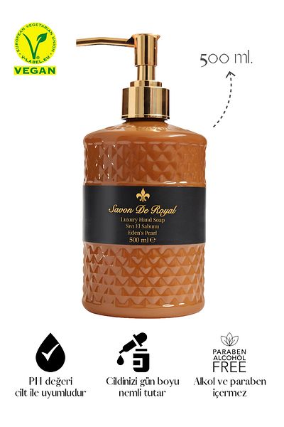 Savon De Royal 500 ml Eden's Pearl Luxury Vegan Liquid Soap - Jasmine, Amber, Ginger