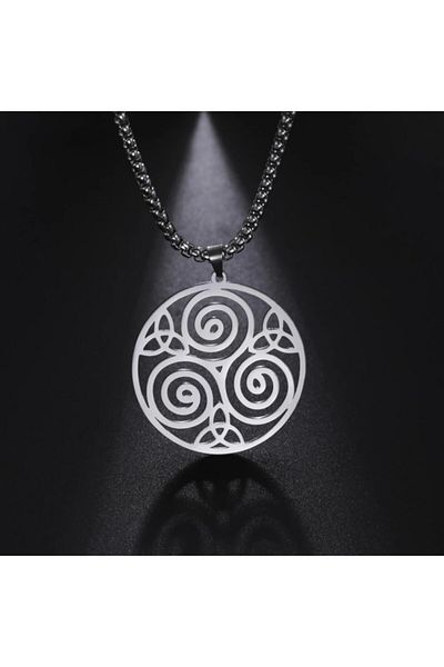 Viking Celtic Triangle Trinity & Triquetra Scandinavian Nordic Design Men's 316l Steel Necklace