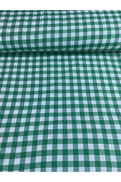 Pötikare Zefir Kumaş Yeşil Büyük Kareli Desen