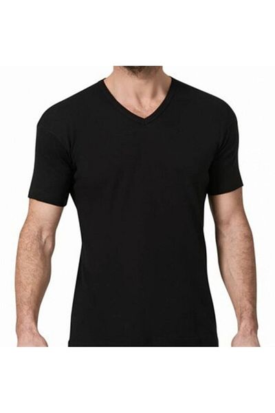 A&K ZÜMRA Men's Ribbed V-Neck Short Sleeve Undershirt & T-shirt