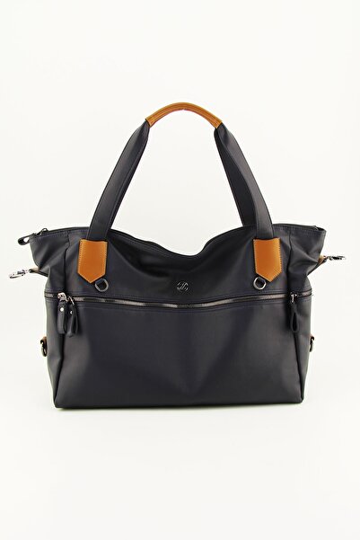 HNB Navy Blue Washed Leather Casual Tote Women's Bag