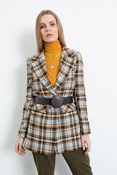 Lafaba Дамско горчично яке с колан