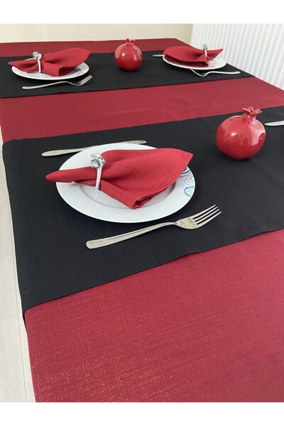 Zeren Home Față de masă cu sclipici roșie solidă
