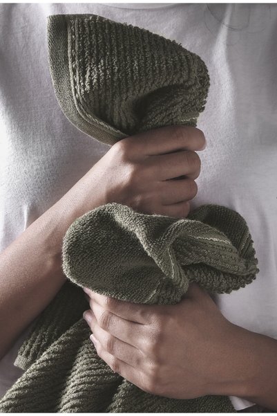 COTTONMANIA Carmine Bath Olive - Ekstra Yumuşak, Modern %100 Pamuk 70x140cm 2'li Banyo Havlusu