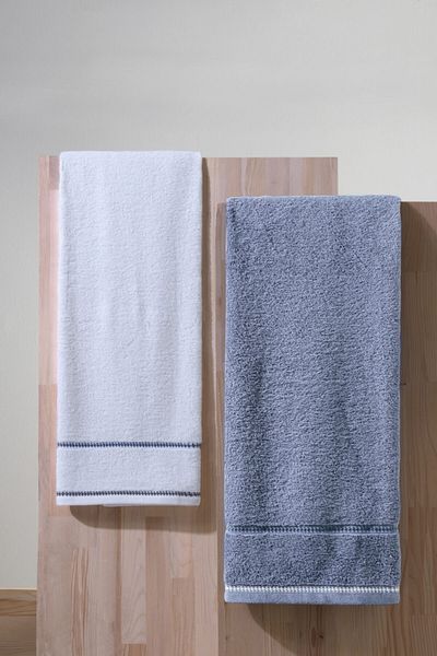 COTTONMANIA Profundo Bath Sky - Изключително меки, модерни кърпи за баня, 100% памук, 70x140 см, 2 броя