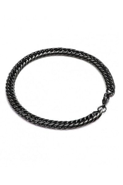 The Collection Unisex Cuban Black Steel Bracelet