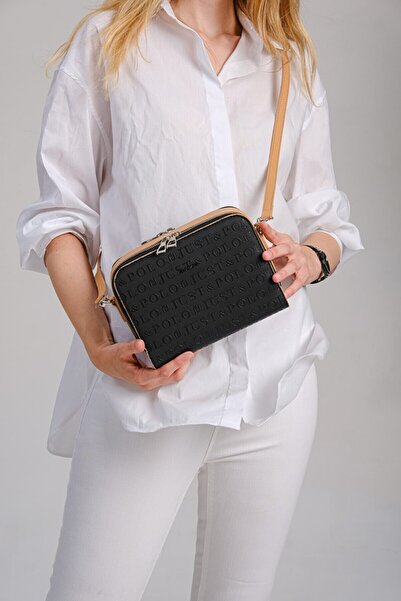 Just Polo Kadın Siyah 2 Gözlü Mini Çapraz Çanta