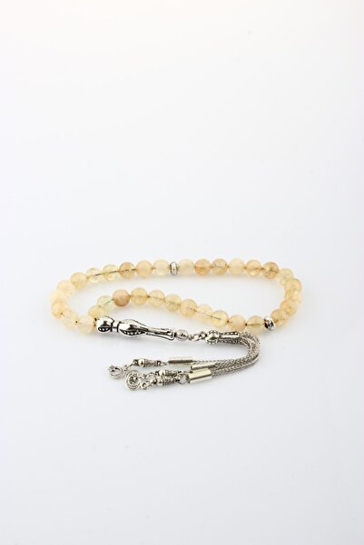 OSMANLI DEĞERLİ TAŞ Sertifikalı Sitrin 33'lük Doğal Taş Tesbih (metal Aksamlı...