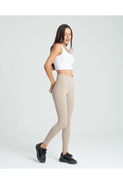 The Belleza Fashion Kamizol u boji kamena, rebraste leggins