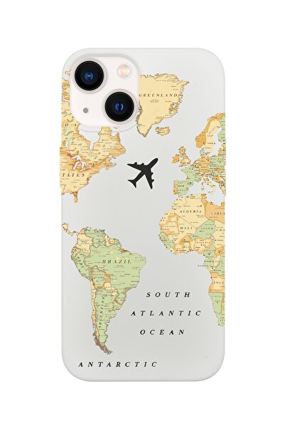 shoptocase Iphone 13 Lansman Eski Dünya Haritası Desenli Telefon Kılıfı