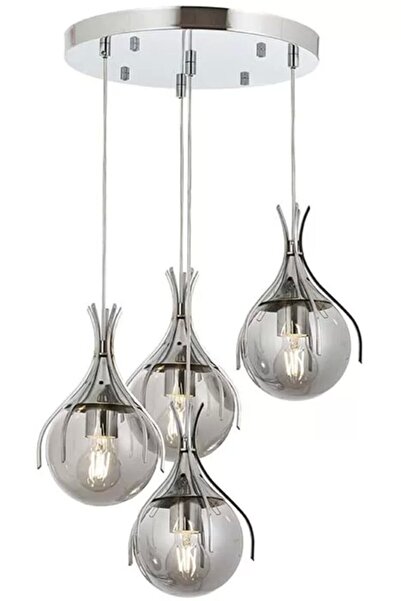 Genel Markalar Av-60161-4kt Krom Kaplama Modern Avize E27 Metal Cam 40cm