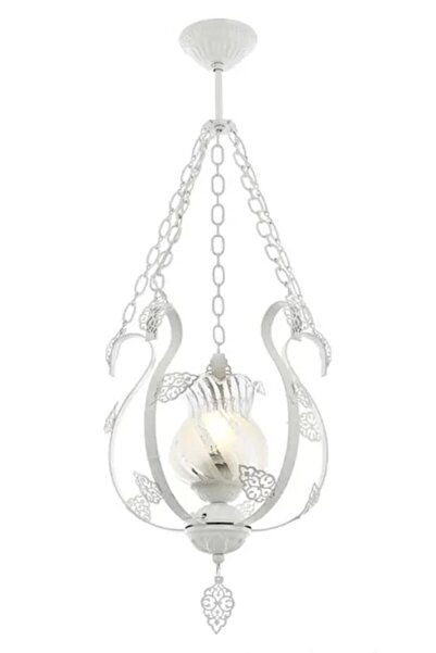 Avonni Avonnı Av-6311-t Beyaz Boyalı Klasik Avize, E27, Metal, Cam, 30cm