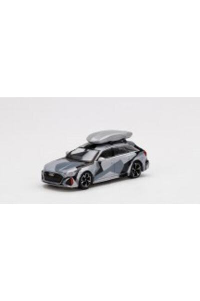 mini gt Audi Rs 6 Avant Silver Digital Camouflage W/ Roof Box 1:64