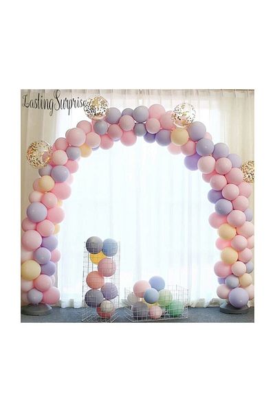 BalonEvi Macaron Balloon Chain Balloon Set 5 mt Chain 100 Balloons Mixed