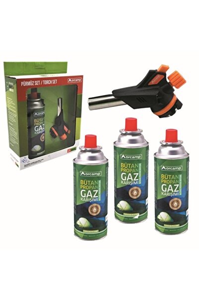 Orcamp Çakmaklı Turbo Torch Pürmüz Ve 4 Adet Kartuş