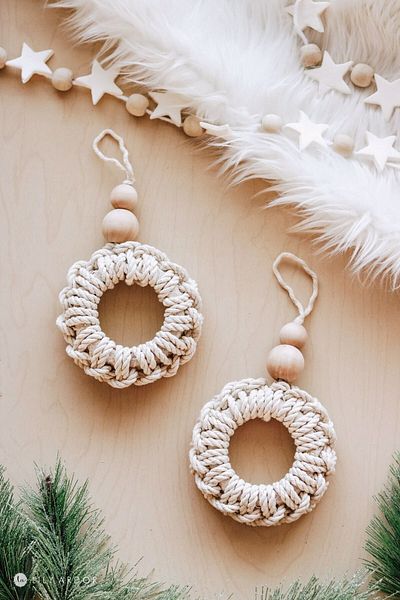 Emtory Home Διακοσμητικό στολίδι Bohemian 2 τεμαχίων Ecru Macrame