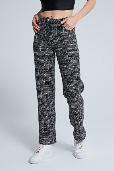 BERFUĞ KIRAN Düz Paça Tüvit Pantolon Siyah
